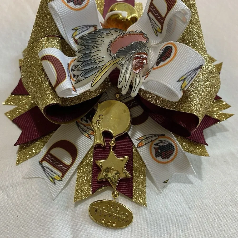 Redsking hair bow homemade multilayered bling glitter gold red